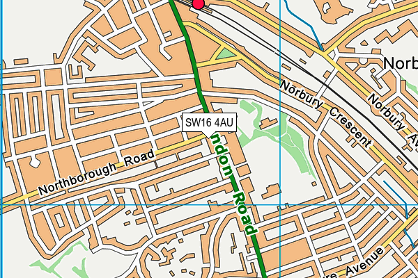 SW16 4AU map - OS VectorMap District (Ordnance Survey) SW16 4AU map - OS VectorMap District (Ordnance Survey)