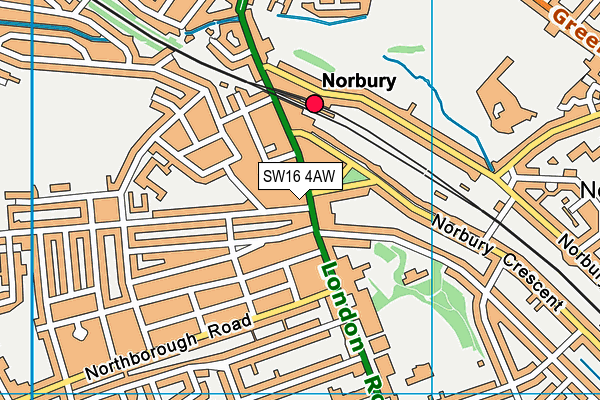 SW16 4AW map - OS VectorMap District (Ordnance Survey) SW16 4AW map - OS VectorMap District (Ordnance Survey)