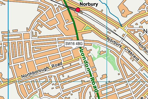 SW16 4BG map - OS VectorMap District (Ordnance Survey) SW16 4BG map - OS VectorMap District (Ordnance Survey)