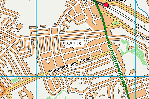 SW16 4BJ map - OS VectorMap District (Ordnance Survey) SW16 4BJ map - OS VectorMap District (Ordnance Survey)