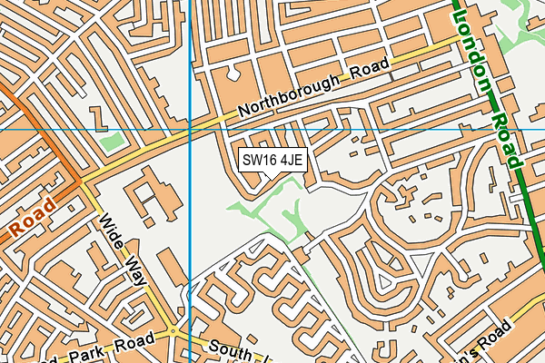 SW16 4JE map - OS VectorMap District (Ordnance Survey) SW16 4JE map - OS VectorMap District (Ordnance Survey)