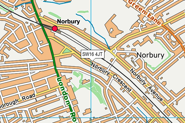 SW16 4JT map - OS VectorMap District (Ordnance Survey) SW16 4JT map - OS VectorMap District (Ordnance Survey)