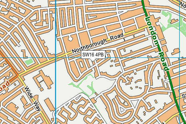 SW16 4PB map - OS VectorMap District (Ordnance Survey) SW16 4PB map - OS VectorMap District (Ordnance Survey)