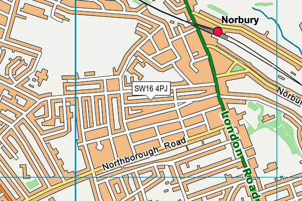 SW16 4PJ map - OS VectorMap District (Ordnance Survey) SW16 4PJ map - OS VectorMap District (Ordnance Survey)