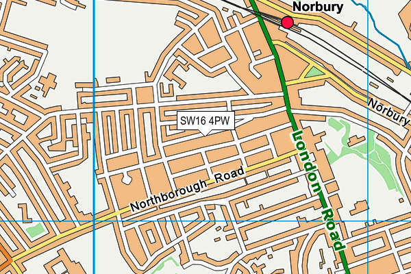 SW16 4PW map - OS VectorMap District (Ordnance Survey) SW16 4PW map - OS VectorMap District (Ordnance Survey)