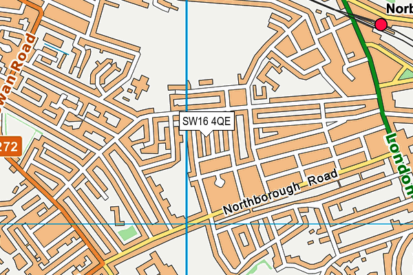 SW16 4QE map - OS VectorMap District (Ordnance Survey) SW16 4QE map - OS VectorMap District (Ordnance Survey)