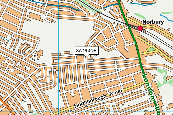 SW16 4QR map - OS VectorMap District (Ordnance Survey) SW16 4QR map - OS VectorMap District (Ordnance Survey)