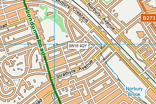 SW16 4QY map - OS VectorMap District (Ordnance Survey) SW16 4QY map - OS VectorMap District (Ordnance Survey)