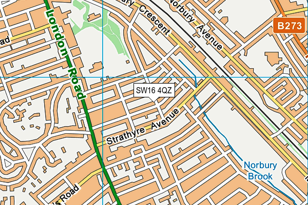 SW16 4QZ map - OS VectorMap District (Ordnance Survey) SW16 4QZ map - OS VectorMap District (Ordnance Survey)