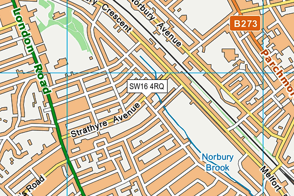 SW16 4RQ map - OS VectorMap District (Ordnance Survey) SW16 4RQ map - OS VectorMap District (Ordnance Survey)