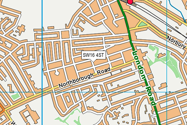 SW16 4ST map - OS VectorMap District (Ordnance Survey) SW16 4ST map - OS VectorMap District (Ordnance Survey)