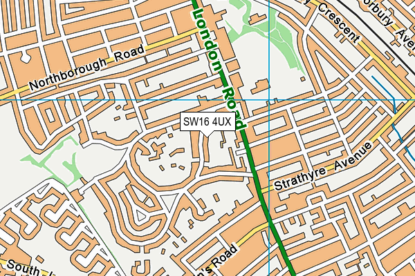 SW16 4UX map - OS VectorMap District (Ordnance Survey) SW16 4UX map - OS VectorMap District (Ordnance Survey)