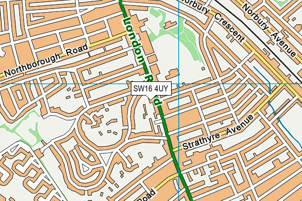 SW16 4UY map - OS VectorMap District (Ordnance Survey) SW16 4UY map - OS VectorMap District (Ordnance Survey)