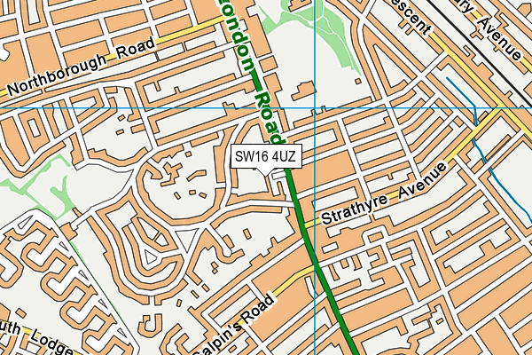 SW16 4UZ map - OS VectorMap District (Ordnance Survey) SW16 4UZ map - OS VectorMap District (Ordnance Survey)