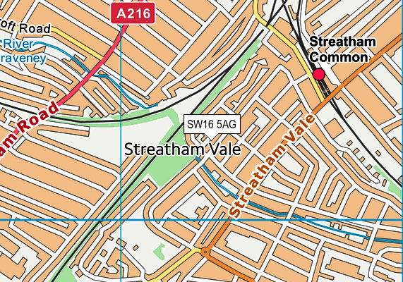 SW16 5AG map - OS VectorMap District (Ordnance Survey) SW16 5AG map - OS VectorMap District (Ordnance Survey)