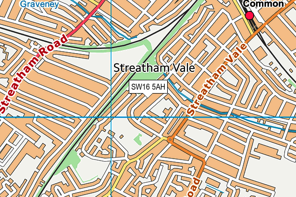 SW16 5AH map - OS VectorMap District (Ordnance Survey)