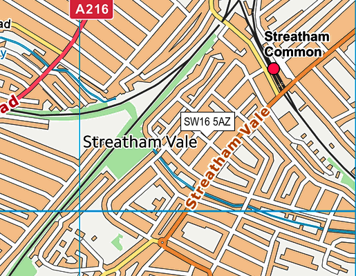 SW16 5AZ map - OS VectorMap District (Ordnance Survey) SW16 5AZ map - OS VectorMap District (Ordnance Survey)