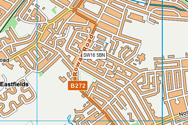 SW16 5BN map - OS VectorMap District (Ordnance Survey) SW16 5BN map - OS VectorMap District (Ordnance Survey)