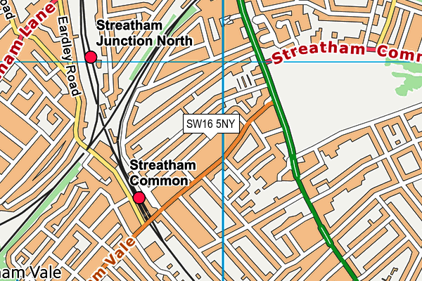 SW16 5NY map - OS VectorMap District (Ordnance Survey) SW16 5NY map - OS VectorMap District (Ordnance Survey)