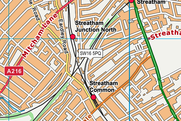 SW16 5PQ map - OS VectorMap District (Ordnance Survey) SW16 5PQ map - OS VectorMap District (Ordnance Survey)