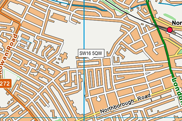 SW16 5QW map - OS VectorMap District (Ordnance Survey)