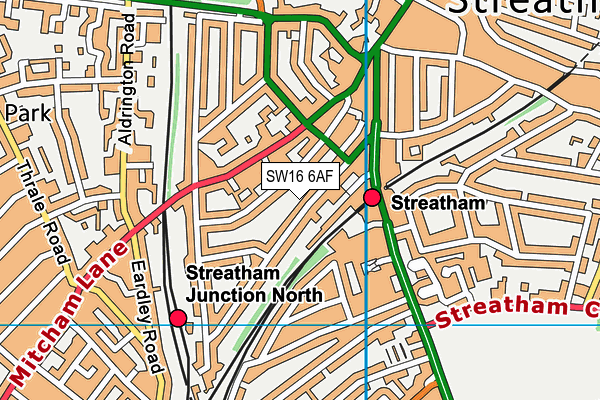 SW16 6AF map - OS VectorMap District (Ordnance Survey)