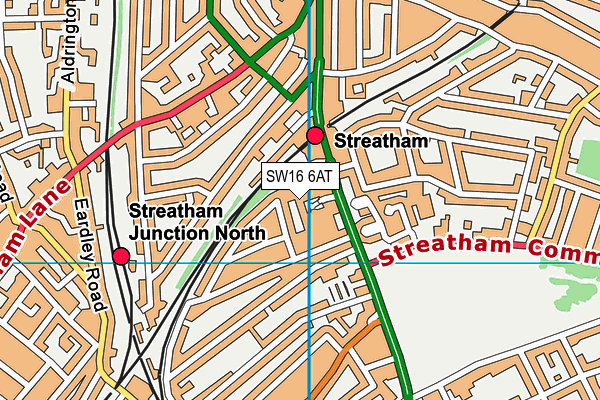 SW16 6AT map - OS VectorMap District (Ordnance Survey)
