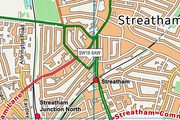 SW16 6AW map - OS VectorMap District (Ordnance Survey) SW16 6AW map - OS VectorMap District (Ordnance Survey)
