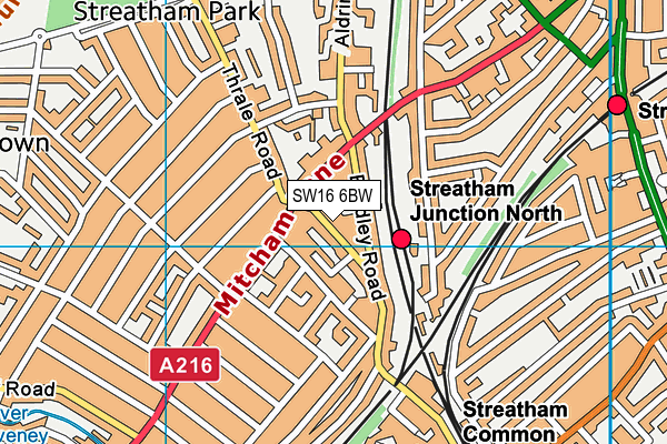 SW16 6BW map - OS VectorMap District (Ordnance Survey) SW16 6BW map - OS VectorMap District (Ordnance Survey)