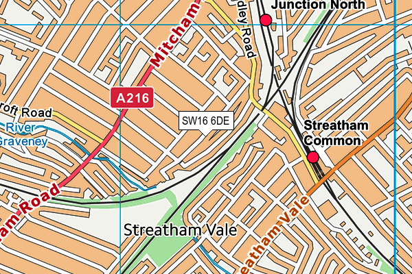 SW16 6DE map - OS VectorMap District (Ordnance Survey) SW16 6DE map - OS VectorMap District (Ordnance Survey)