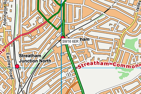 SW16 6ER map - OS VectorMap District (Ordnance Survey) SW16 6ER map - OS VectorMap District (Ordnance Survey)