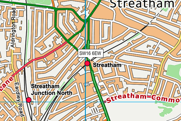 SW16 6EW map - OS VectorMap District (Ordnance Survey) SW16 6EW map - OS VectorMap District (Ordnance Survey)