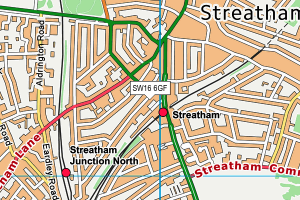 SW16 6GF map - OS VectorMap District (Ordnance Survey)