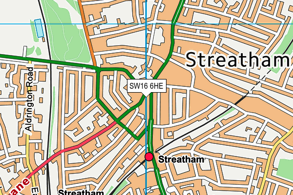 SW16 6HE map - OS VectorMap District (Ordnance Survey)