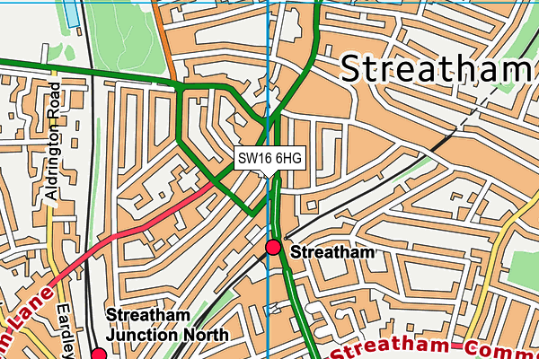 SW16 6HG map - OS VectorMap District (Ordnance Survey) SW16 6HG map - OS VectorMap District (Ordnance Survey)