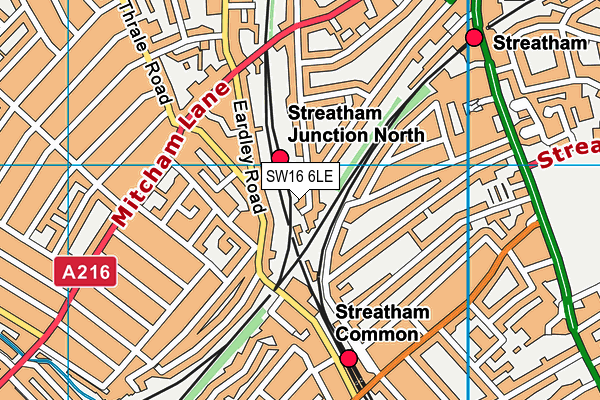 SW16 6LE map - OS VectorMap District (Ordnance Survey)