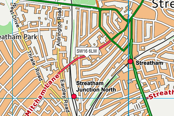 SW16 6LW map - OS VectorMap District (Ordnance Survey)