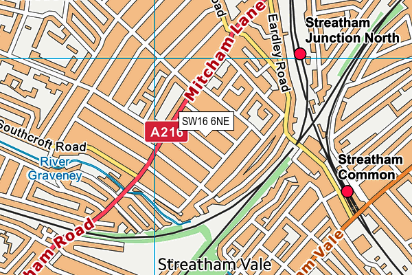SW16 6NE map - OS VectorMap District (Ordnance Survey) SW16 6NE map - OS VectorMap District (Ordnance Survey)