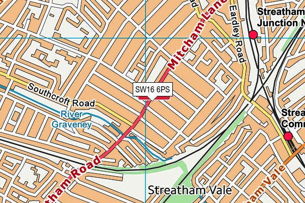SW16 6PS map - OS VectorMap District (Ordnance Survey) SW16 6PS map - OS VectorMap District (Ordnance Survey)
