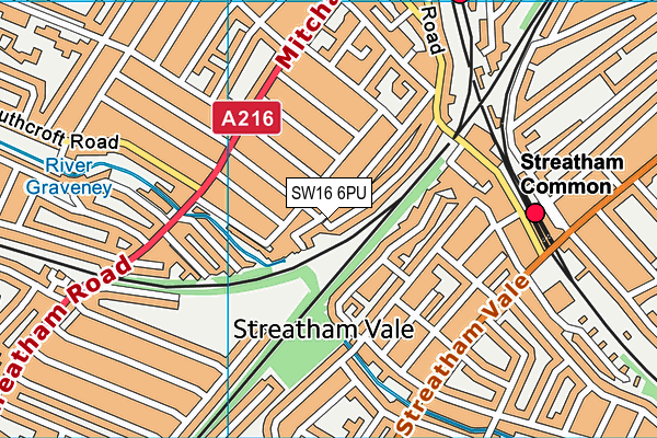 SW16 6PU map - OS VectorMap District (Ordnance Survey) SW16 6PU map - OS VectorMap District (Ordnance Survey)