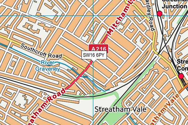 SW16 6PY map - OS VectorMap District (Ordnance Survey) SW16 6PY map - OS VectorMap District (Ordnance Survey)