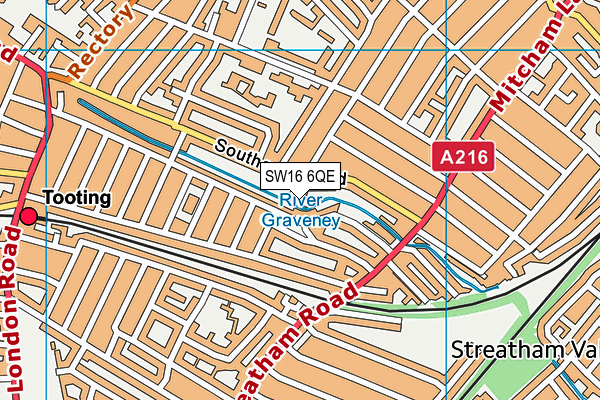 SW16 6QE map - OS VectorMap District (Ordnance Survey)