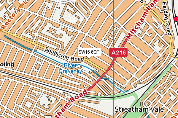 SW16 6QT map - OS VectorMap District (Ordnance Survey) SW16 6QT map - OS VectorMap District (Ordnance Survey)