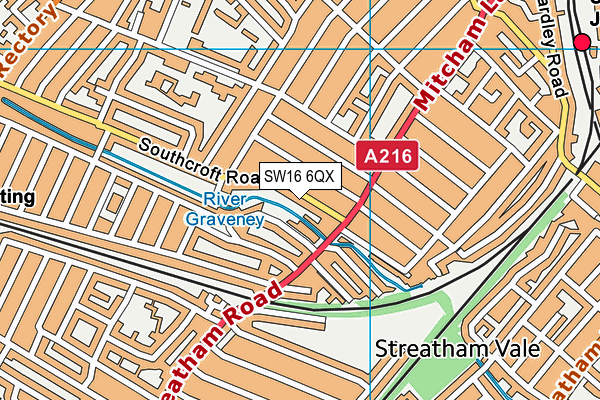 SW16 6QX map - OS VectorMap District (Ordnance Survey) SW16 6QX map - OS VectorMap District (Ordnance Survey)