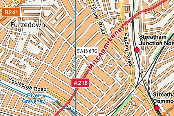 SW16 6RG map - OS VectorMap District (Ordnance Survey) SW16 6RG map - OS VectorMap District (Ordnance Survey)