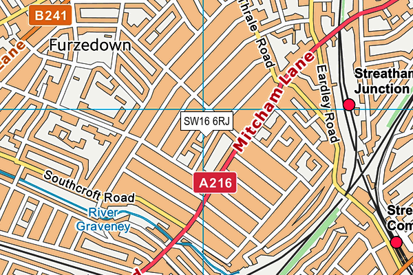 SW16 6RJ map - OS VectorMap District (Ordnance Survey) SW16 6RJ map - OS VectorMap District (Ordnance Survey)