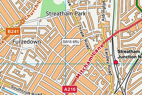 SW16 6RU map - OS VectorMap District (Ordnance Survey) SW16 6RU map - OS VectorMap District (Ordnance Survey)