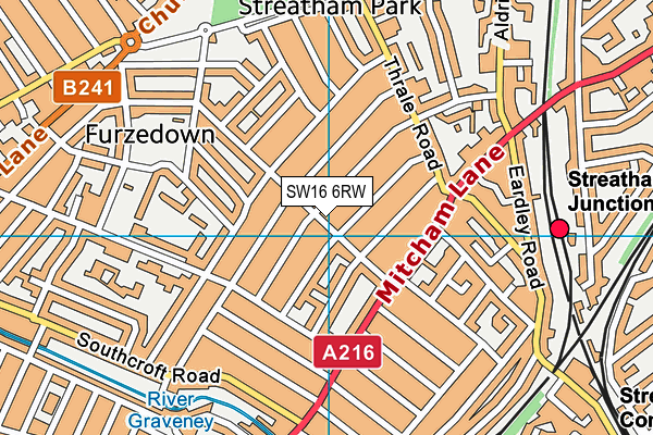 SW16 6RW map - OS VectorMap District (Ordnance Survey) SW16 6RW map - OS VectorMap District (Ordnance Survey)