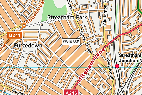 SW16 6SF map - OS VectorMap District (Ordnance Survey) SW16 6SF map - OS VectorMap District (Ordnance Survey)