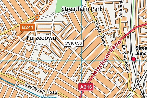 SW16 6SG map - OS VectorMap District (Ordnance Survey) SW16 6SG map - OS VectorMap District (Ordnance Survey)